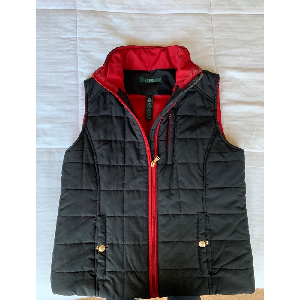 Ralph Lauren Black/Red Quilted Vest